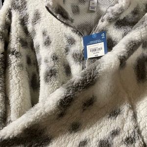 Grey and white cozy quarter zip